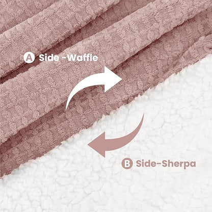 Heated Blanket Electric Blanket Twin Waffle, 62x84 Inches Sherpa Fleece Fast Heating Blanket 6 Heating Levels & 10 Hours Auto Off ETL Certification, Pink Twin