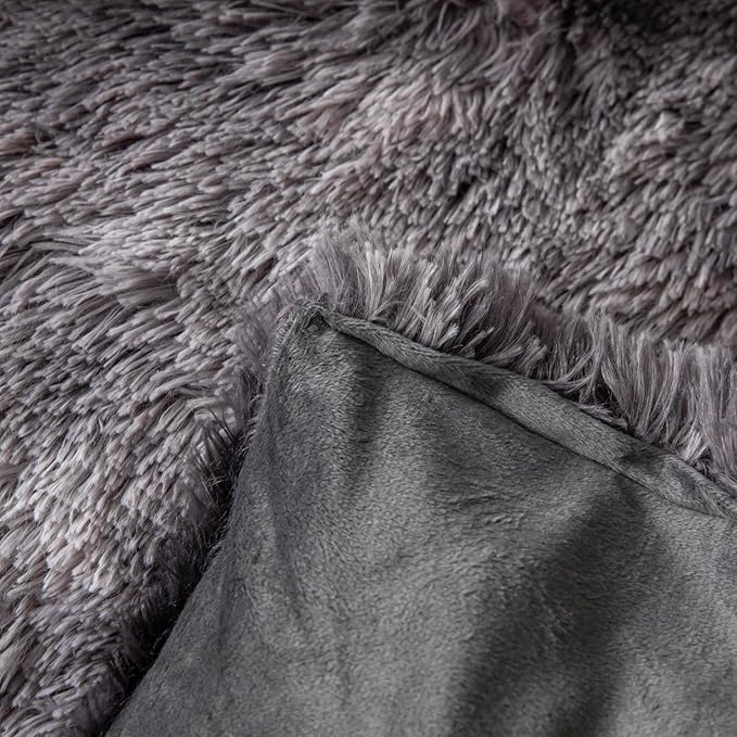 chovy Faux Fur Tie-Dyed Black Gray White Colorful Comforter Sets Queen - 3PC Bed Set Ultra Soft Plush Flannel Velvet Fluffy Fuzzy Bedding（Comforter x 1 Pillowcases x 2）