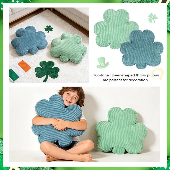 Cumule 2 Pcs St Patrick's Day Pillow Covers Green Lucky Shamrock Clover Pillow Cover for Irish St Patrick's Day Living Room Bedroom Decor Gifts