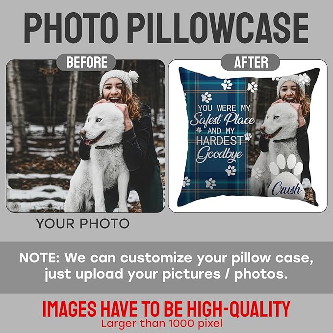 Ships Next Day, Made in USA - Personalized Pet Memorial Pillow for Cats & Dogs - Memorial Gift for Loss of Dog - Pet Memorial Gift - Sympathy Gifts - Dog Remembrance Pillow - Unique Keepsake v3(16x16)
