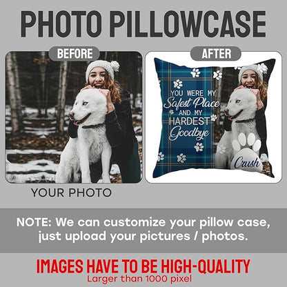 Ships Next Day, Made in USA - Personalized Pet Memorial Pillow for Cats & Dogs - Memorial Gift for Loss of Dog - Pet Memorial Gift - Sympathy Gifts - Dog Remembrance Pillow - Unique Keepsake v3(16x16)