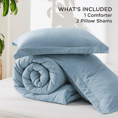 Bedsure Full Comforter Set - Storm Blue Soft Bedding for All Seasons, Cationic Dyed Bed Set, 3 Pieces, 1 Full Size Comforter (82"x86") and 2 Pillow Shams (20"x26"+2")