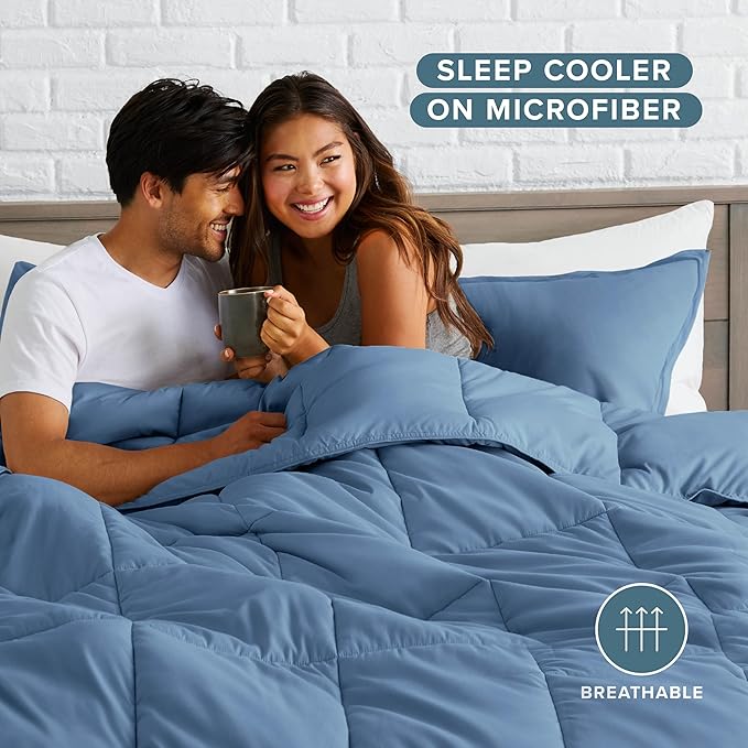 Bare Home Comforter Set - Full Size - Ultra-Soft - Goose Down Alternative - Premium 1800 Series - All Season Warmth (Full, Coronet Blue)