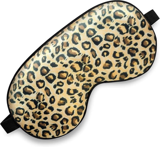 Sleep Mask, Silk Eye Mask for Sleeping with Adjustable Strap, Blindfold Eyeshade for Men & Women, Comfortable & Soft Eye Cover Eyeshade for Night Sleep (Leopard)