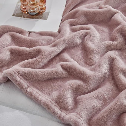 Hansleep Fleece Pink Queen Blanket, Super Soft Flannel Fuzzy Plush Cozy Blanket for All Seasons, Pink, Queen 90x90 Inches