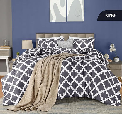 King Comforter Set 3 Piece Grey by Utopia Bedding, Printed Comforters King Size, Bedding Comforters Sets, Down Alternative Soft Bed Set, 1 Comforter (90 x 102 inches) 2 Pillow Shams (20 x 36 inches)