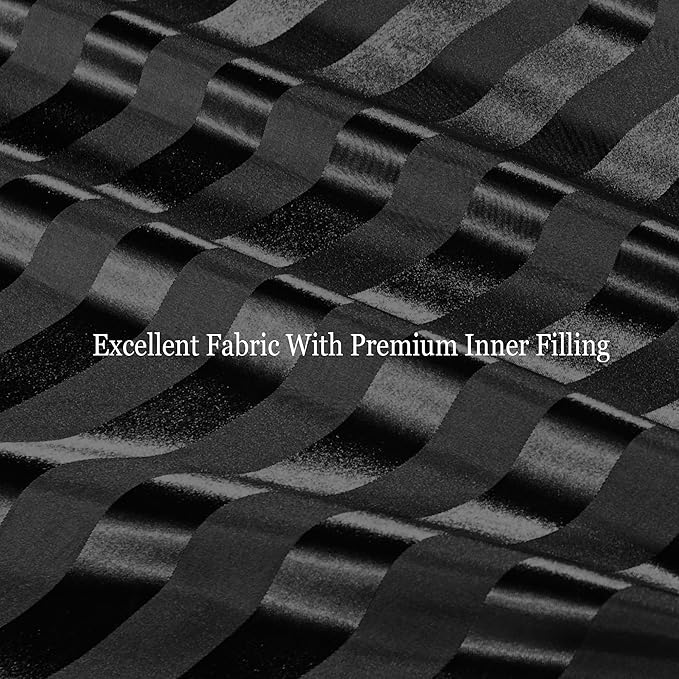 Whale Flotilla 3-Piece Reversible Silky Soft King Size Comforter Set, Luxury Stripe Satin Oversized Comforter Bedding Set with 2 Satin Pillowcases, Lightweight Duvet for All Seasons, Black