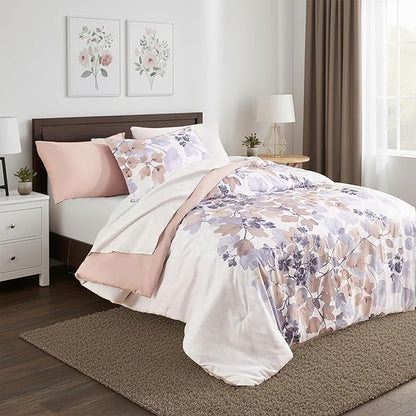 Twin XL Comforter Set Terracotta Bed Set, 6 Pieces Cute Floral Bedding Set Ultra Soft Botanical Flowers Comforter, Sheets, Pillowcases & Sham