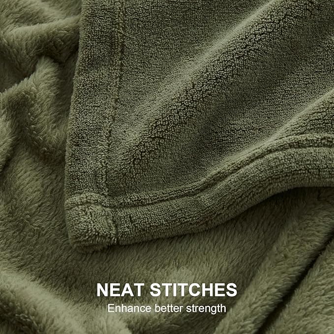 Hansleep Fleece Moss Green Throw Blanket, Super Soft Fuzzy Plush Cozy Blanket for All Seasons, Moss Green, Throw 50x60 Inches
