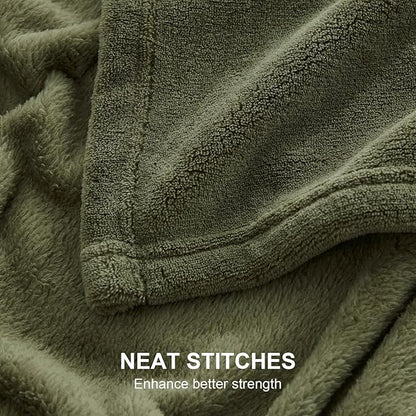 Hansleep Fleece Moss Green Full Blanket, Super Soft Flannel Fuzzy Plush Cozy Blanket for All Seasons, Moss Green, Full 84x90 Inches