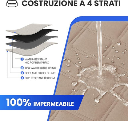 Waterproof Dog Blanket, Non-Slip Soft Pet Bed Cover, Couch Cover for Dogs Washable, Protects Sofa, Furniture, Crate, Car, Tear Resistant Leakproof Pet Blanket (40x50 Inch, Khaki)
