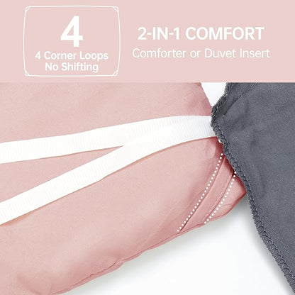MUXHOMO Oversized Queen Comforter Sets, All Season Ultra Soft Down Alternative Bedding - 3 Piece Lightweight Bed Set Includes 1 Comforter (98"*98") and 2 Pillow Shams (20"x26"), Rose Gold