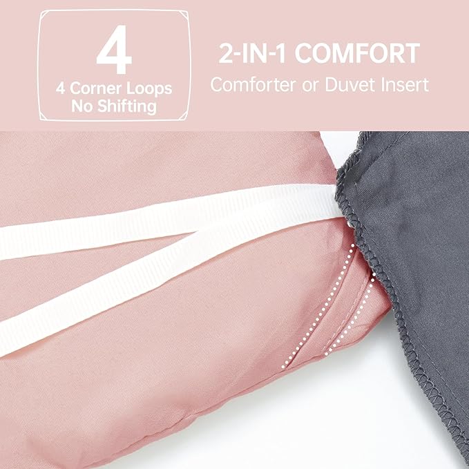 MUXHOMO Full Comforter Sets, All Season Ultra Soft Down Alternative Bedding - 3 Piece Lightweight Bed Set Includes 1 Comforter (82"x86") and 2 Pillow Shams (20"x26"), Rose Gold