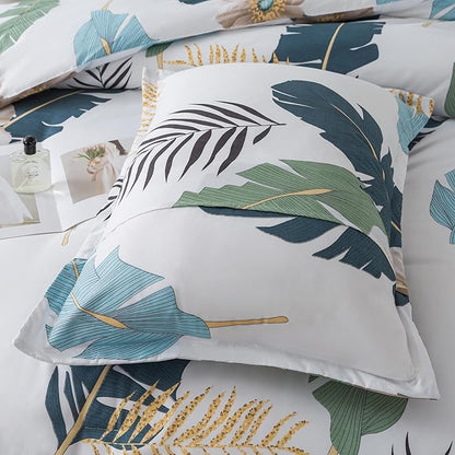Caressma Boho Comforter Set King-3 Pieces Bohemian King Size Comforter Set, Tropical Botanical Palm Leaf Bedding Sets for All Season Soft Fluffy Lightweight(1 Comforter & 2 Pillowshams)