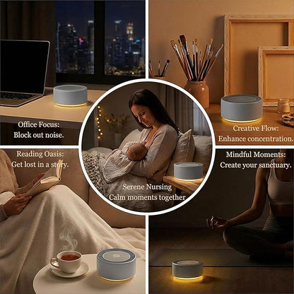 Kipcush White Noise Machine with Night Light – Nursery Sound Machine with Soft Non-Glare Lamp, 30 Soothing Sounds, 8 Color Lights, Up to 8-Hour Timer for Baby & Adults