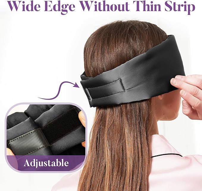 Sleep Mask for Side Sleepers, Blackout Eye Mask with Soft & Breathable Fabric, Comfort-Fit Nose Bridge & Adjustable Strap for Women and Men (Black)