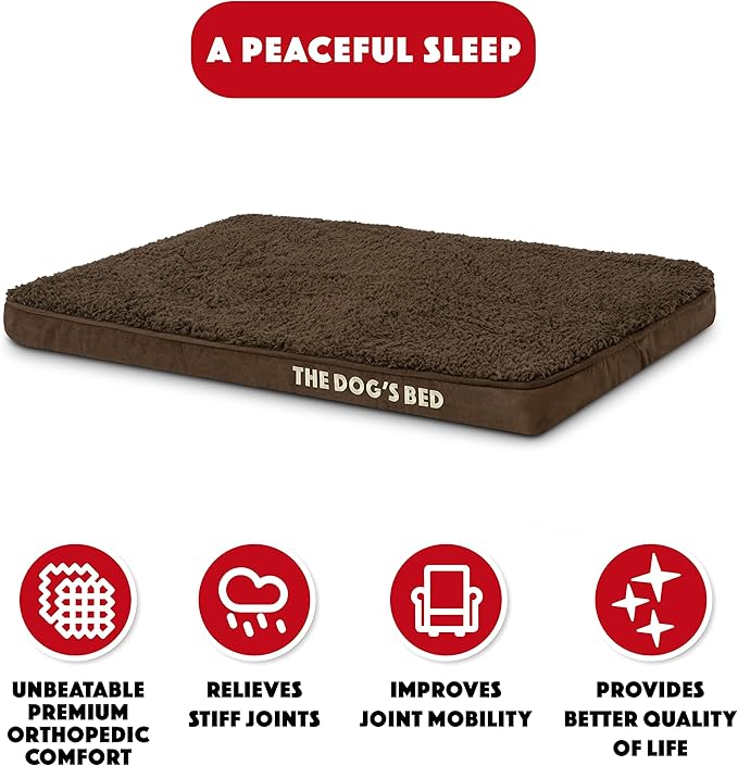 The Dog’s Bed Orthopedic Memory Foam Dog Bed Mattress, Plush Fabric, Brown Plush, S, 2-Inch