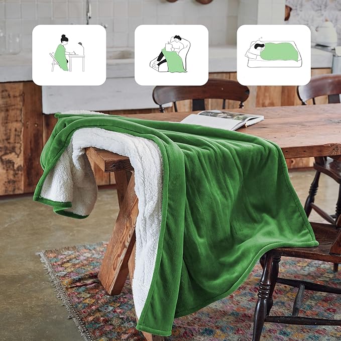 Heated Blanket 50''x60''-Soft and Comfortable Electric Throw,5 Heat Settings and 3H Auto Shut-Off Heating Blanket ETL&FCC Certification Machine Washable (Green)