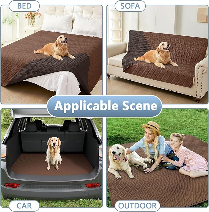 hyha Waterproof Dog Blanket, Soft Pet Bed Blankets, Waterproof Sofa Couch Cover for Dogs Washable, Reversible Pet Couch Covers for Sofa Furniture (82x120 Inch, Brown/Chocolate)