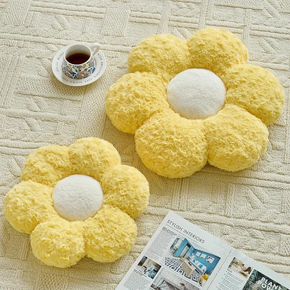 Flower Pillows, Decorative Throw Pillow with Soft Plush for Couch, Flower Shaped Pillow Home Decor Daisy Pillow for Bed (Yellow, 14.9 Inches)