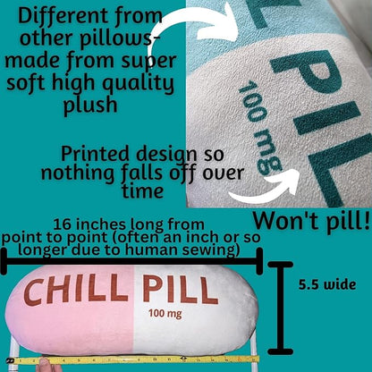 Chill Pill Pillow - Preppy Cute Trendy Room Decor Aesthetic Throw Pillows, Funny College Dorm Teenager Y2K Teacher Doctor Nurse Lawyer Student Friend Sister Birthday for her (Yellow)
