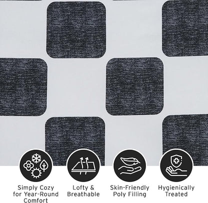 Intelligent Design Comforter Set Chic Black & White Checkered Print, Modern Lightweight All Season Bed Set, Sham, Décor Pillows, Miley, Twin/Twin XL, Black/White 4 Piece