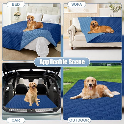 Smiry Waterproof Dog Bed Cover Pet Blanket, Soft Washable Dog Blanket for Furniture Bed Couch Sofa Reversible, Checkered (40"x50", Navy/Blue)