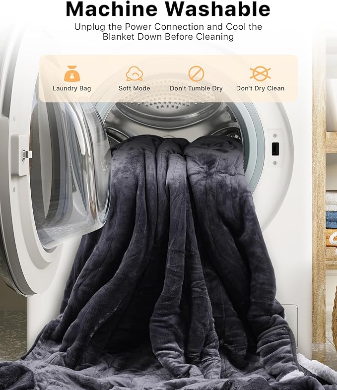 Portable Heated Blanket - Wearable Heated Blanket Throw with Foot Pockets, Sleeves Flannel Sherpa Wearable Blanket 8 Heating Levels & Timer Snuggle Blankets for Home Office - Heated Robe 50*70"