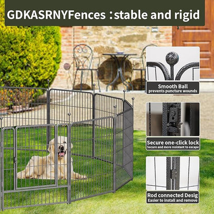 Dog Playpen,32/40/45 Inch Height in Heavy Duty, Folding Indoor Outdoor Anti-Rust Dog Exercise Fence, Portable Pet Playpen with Door for Large Medium Small Dogs and Pet (16 Panels, 40 Inch) Silver