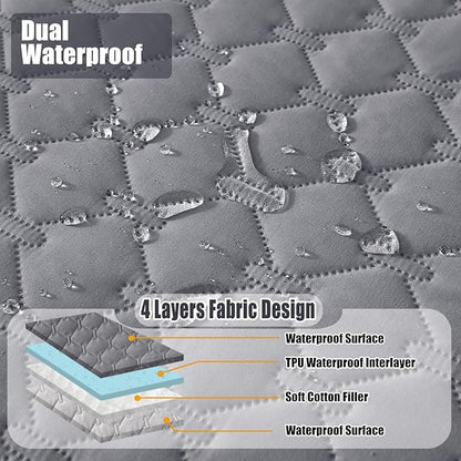 Smiry Waterproof Dog Bed Cover Blanket, Soft Reversible Pet Blanket, Washable Leakproof Cats Dogs Couch Cover for Sofa, Couch, Furniture (30x70 Inch, Grey/Light Grey)