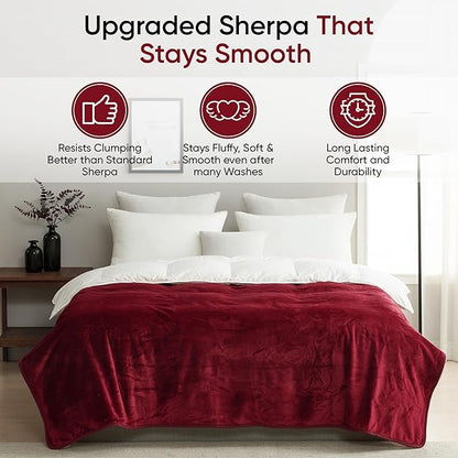 Waterproof Pet Blanket, Liquid Pee Proof, Sherpa Fleece Protector – Pet Hair Resistant Water Proof Bed Cover for Dogs Couch Sofa Car Bedding Comforter (Red, 60"x80")