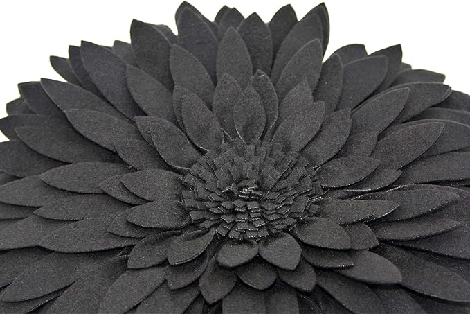 Contempo Lifestyles 3D Daisy Flower Pillow - Patented Design, Couch & Bed Decorative Pillow (18" Flower, 16" Pillow with Insert, Black)