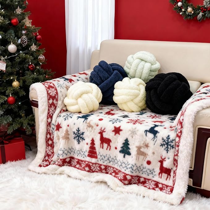 Knot Pillow Ball Plush - Decorative Throw Pillows for Bed Relieve Stress, Round Knot Cushion for Sofa Decor Pet Toy, Sage Green 12 inch