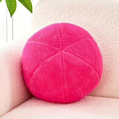 Uvvyui Hot Pink Ball Pillow, 8" Cute Mini Round Throw Pillow Faux Rabbit Fur Room Decorative Throw Pillow, Ball Shaped Pillow Plush Cushion for Couch, Sofa, Bedroom