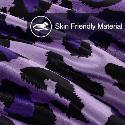 A Nice Night Leopard Printed，Satin Silky Soft Quilt Sexy Luxury Super Soft Microfiber Comforter Quilt Bedding Comforter Set Full/Queen, Light Weighted (Purple, King(88-by-102-inches))