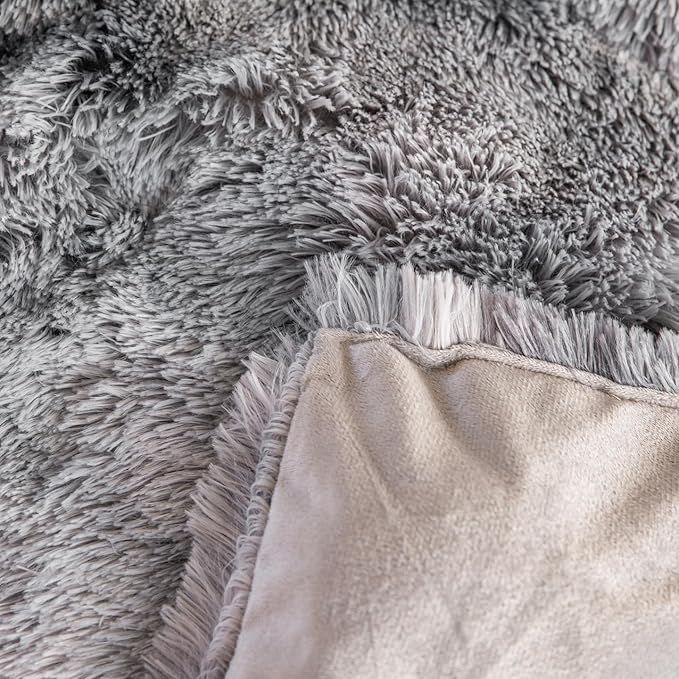 chovy Faux Fur Tie-Dyed Black White Gray Colorful Comforter Sets King - 3PC Bed Set Ultra Soft Plush Flannel Velvet Fluffy Fuzzy Bedding（Comforter x 1 Pillowcases x 2）