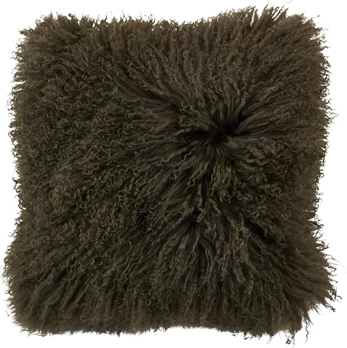 SARO LIFESTYLE 100% Wool Mongolian Lamb Fur Poly Filled Throw Pillow