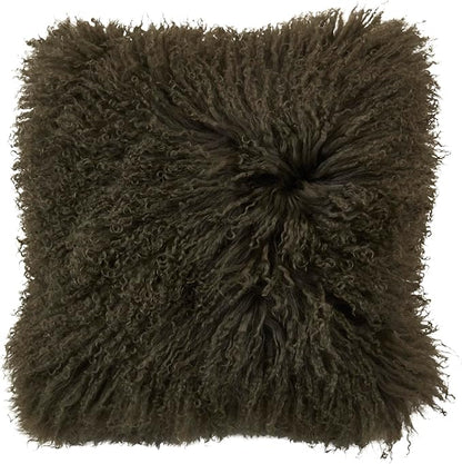 SARO LIFESTYLE 100% Wool Mongolian Lamb Fur Poly Filled Throw Pillow