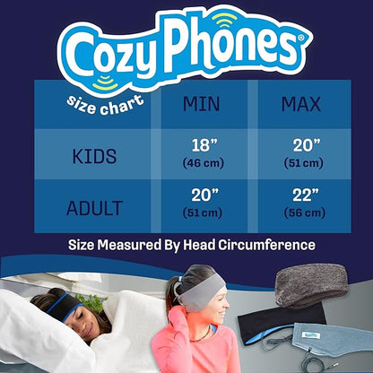 CozyPhones Sleep Headphones - Over Ear Headphones from Ultra Thin Cool Mesh Wired for Side Sleepers, Meditation, Running, Laptop, and Phone - Blue