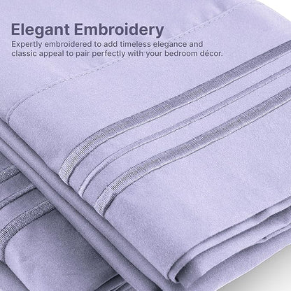 Queen Pillow Cases Set of 4 - Ultra Soft Hotel Quality Pillowcase Covers - Comfy, Cozy & Wrinkle Free - Shrinkage, Stain & Fade Resistant - Machine Washable Pillow Protectors - 4 Piece Set - Lavender