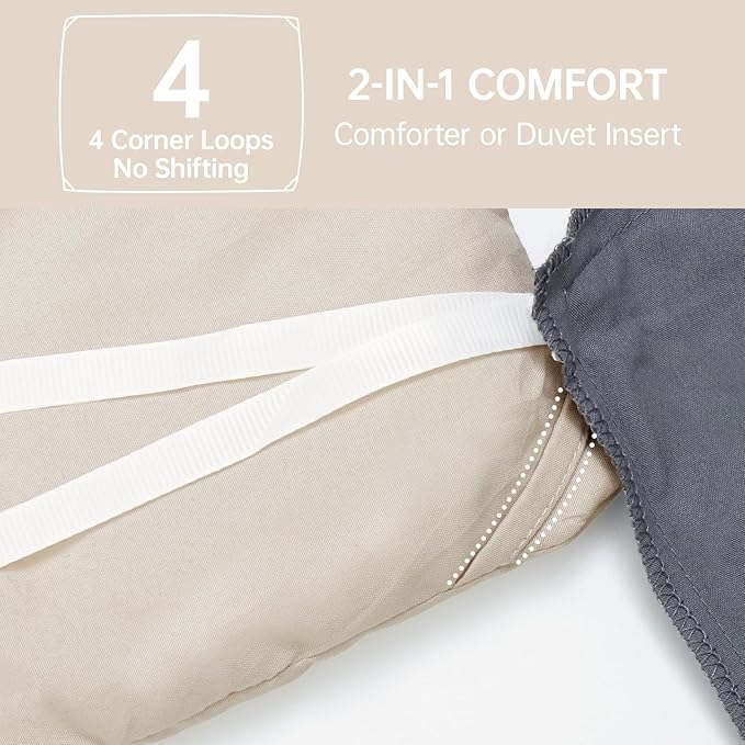 MUXHOMO Full Comforter Sets, All Season Ultra Soft Down Alternative Bedding - 3 Piece Lightweight Bed Set Includes 1 Comforter (82"x86") and 2 Pillow Shams (20"x26"), Linen