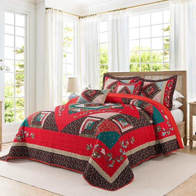 BEDIFANY King Size Quilt Set - Cotton Bedspreads King for Bed - Lightweight Farmhouse King Quilt Bedding Sets for All Seasons, 3 Pieces