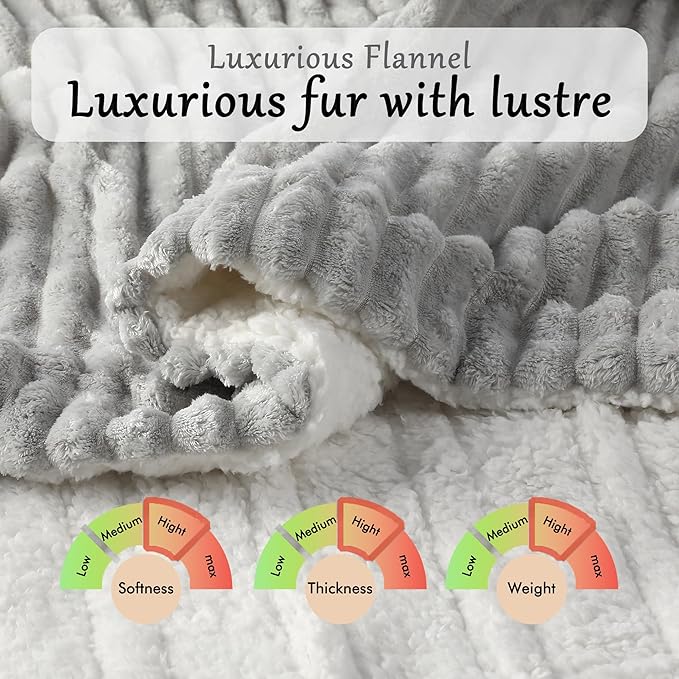 Electric Blanket Heated Throw Blanket, Super Soft Flannel & Sherpa Electric Throw Blanket with 6 Fast Heating Levels, 4 Hours Auto Off & OverHeat Protection, Machine Washable, 50'' X 60'', Light Gray