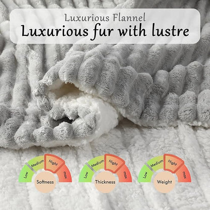 Electric Blanket Heated Throw Blanket, Super Soft Flannel & Sherpa Electric Throw Blanket with 6 Fast Heating Levels, 4 Hours Auto Off & OverHeat Protection, Machine Washable, 50'' X 60'', Light Gray