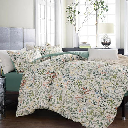 King Comforter Set Floral Soft Cute Floral Bedding Comforter Sets Garden Style Red Flower Print Botanical Flowers Comforter Set King for All Seasons 1 Comforter and 2 Pillowcases