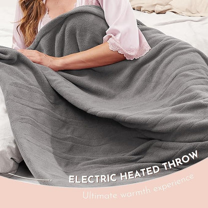 Electric Heated Blanket 84"x90" Queen Size Microplush Cover Blanket 4 Heat Settings & 10 Hours Auto Off, Cozy & Breathable, Warm All Night, Light Grey