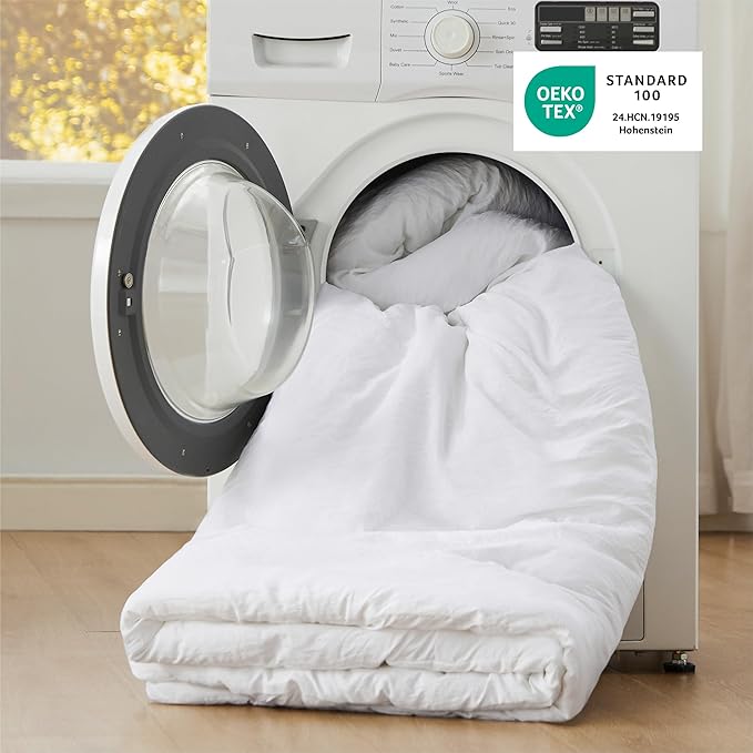 Bedsure Super King Comforter Set, White Soft Prewashed Bedding for All Seasons, 3 Pieces GentleSoft™ Bed Set, 1 Lightweight Comforter (120"x120") and 2 Pillowcases (20"x36")