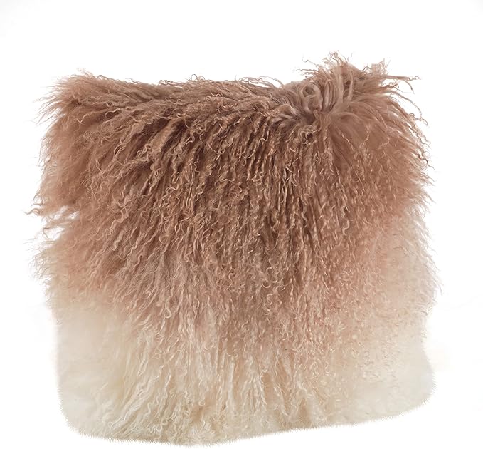SARO LIFESTYLE Ombre Mongolian Lamb Fur Poly Filled Throw Pillow