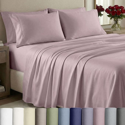 California Design Den Thick and Natural 100% Cotton Sheets Queen Size Set - 1000 Thread Count Sateen, Deep Pocket Queen Sheets, Durable Bedding - Sepia Rose