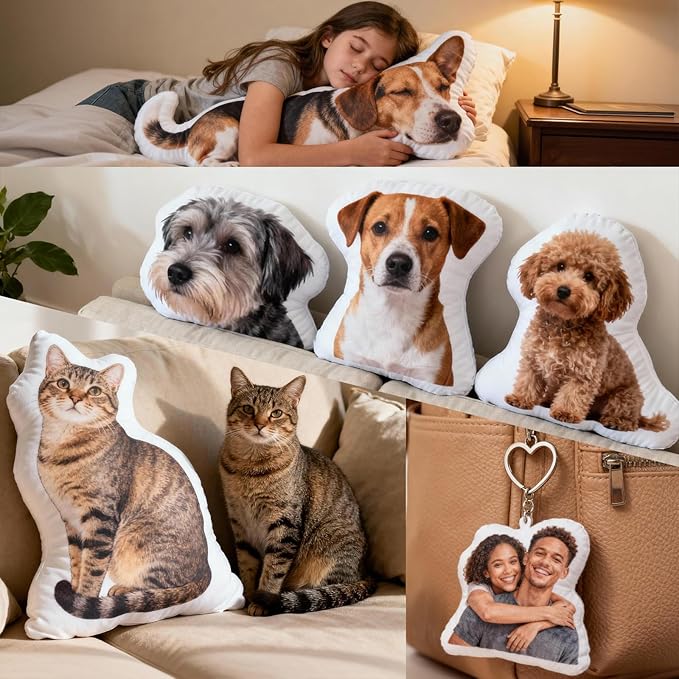 Custom Pet Pillow with Picture, Personalized Face Body Shaped Pillow, Customized Funny White Elephant Gifts for Adults, Fun Gag Gift for Men Women, Photo Christmas Funny Gifts (Insert Included)
